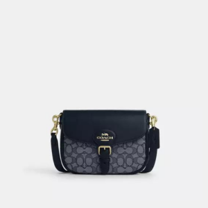 ONLINE JULY24 - COACH AMELIA SADDLE BAG IN SIGNATURE JACQUARD NAVY (C0998)