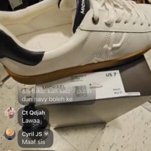 (INTERNAL USE ONLY) LD NOV 10 MK JACOB LACE UP FAUX SMOOTH LEATHER WHITE/NAVY MULTI