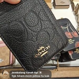 (INTERNAL USE ONLY) LD DEC 4 COACH ZIP CARD CASE LOGO EMBOSSED LEATHER BLACK