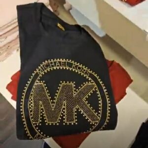 (INTERNAL USE ONLY) LD DEC 8 MK STUDDED LOGO COTTON JERSEY T-SHIRT BLACK/GOLD