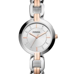 (INTERNAL USE ONLY) LD NOV 26 FOSSIL WATCH TWO-TONE SILVER/ROSEGOLD CHAIN BANGLE MUKA KECIK [BQ3341]
