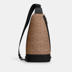 (INTERNAL USE ONLY) LD DEC 10 COACH DOMINIC SLING PAC SIG CANVAS TAN/GUNMETAL