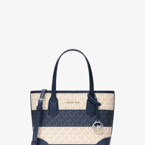 RSM MK JST MINI TOTE SIGN VANILLA/NAVY STRIPES